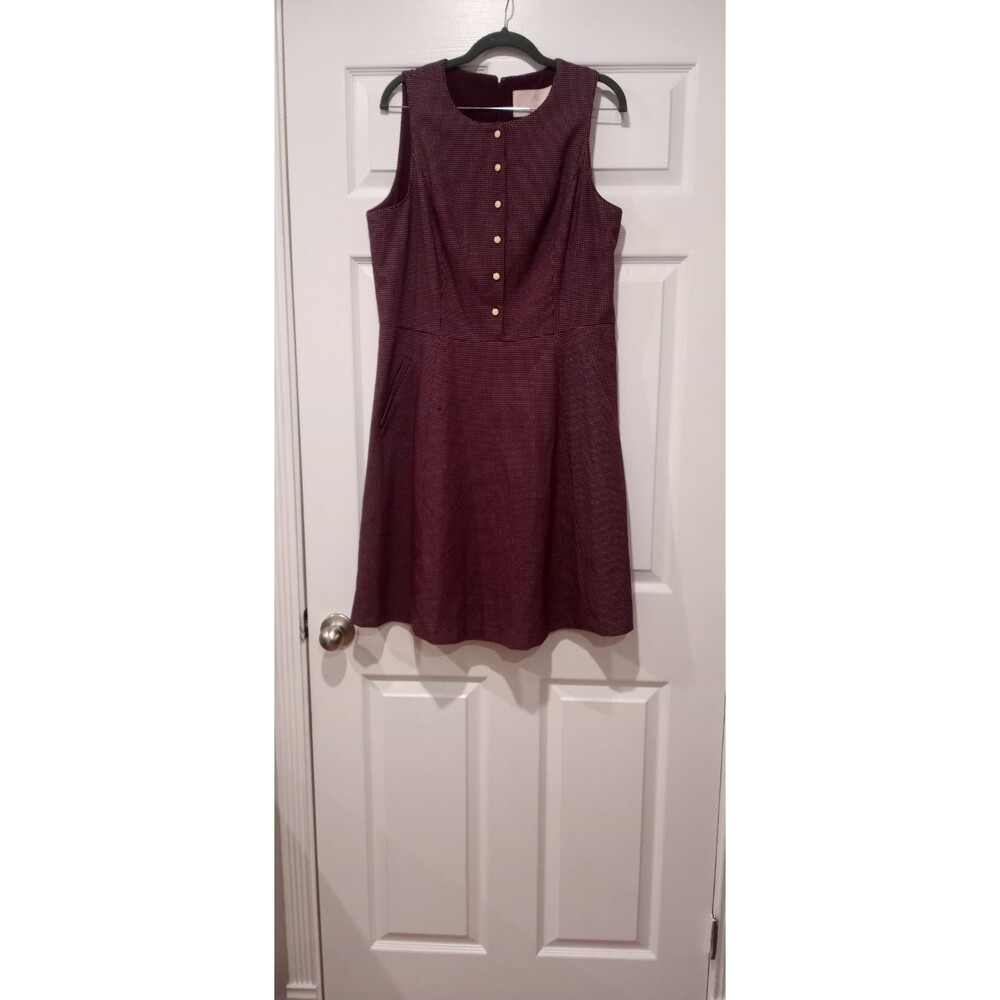GAL MEETS GLAM Collection Meg Mini Dot Sleeveless Fit & Flare Dress Sz. 14